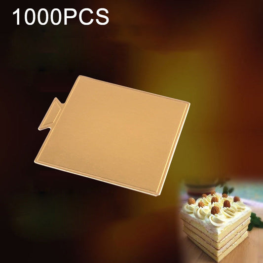 100 Pack Small Square Cake Cardboard Pads - Thick Rigid Golden Mousse Cake Mats