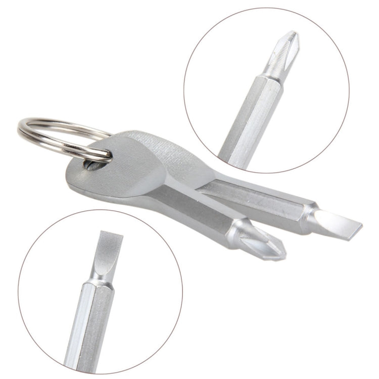 Outdoor Portable 2 in 1 Slotted + Cross Screwdriver Set Tool with Keyring