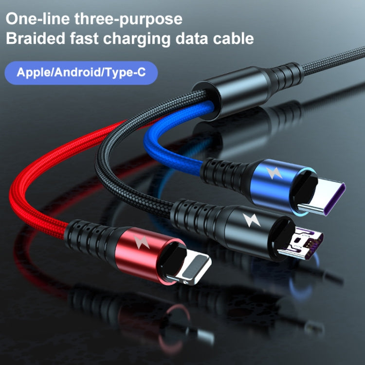 3-in-1 Fast Charging Cable 1.2m - USB to Lightning, USB-C & Micro USB | 5A Multi Charger