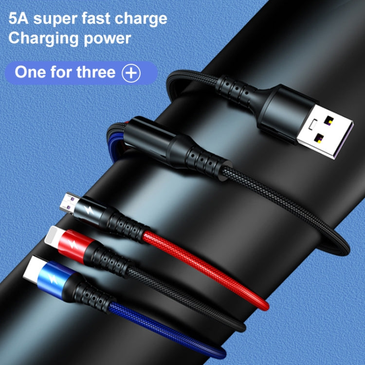 3-in-1 Fast Charging Cable 1.2m - USB to Lightning, USB-C & Micro USB | 5A Multi Charger