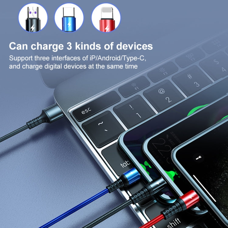 3-in-1 Fast Charging Cable 1.2m - USB to Lightning, USB-C & Micro USB | 5A Multi Charger