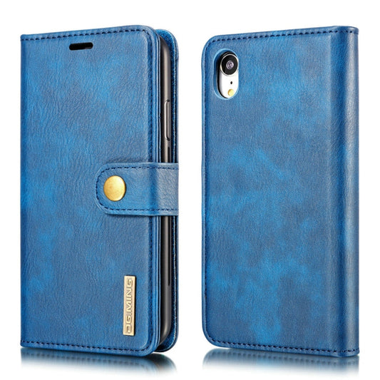 DG.MING iPhone XR Leather Wallet Case - Detachable Magnetic Flip Cover with Card Slots