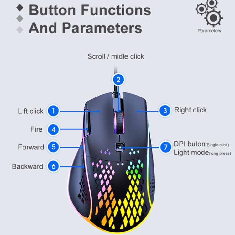 iMICE T97 Gaming Mouse RGB LED Light USB 7 Buttons 7200 DPI Wired Gaming Mouse