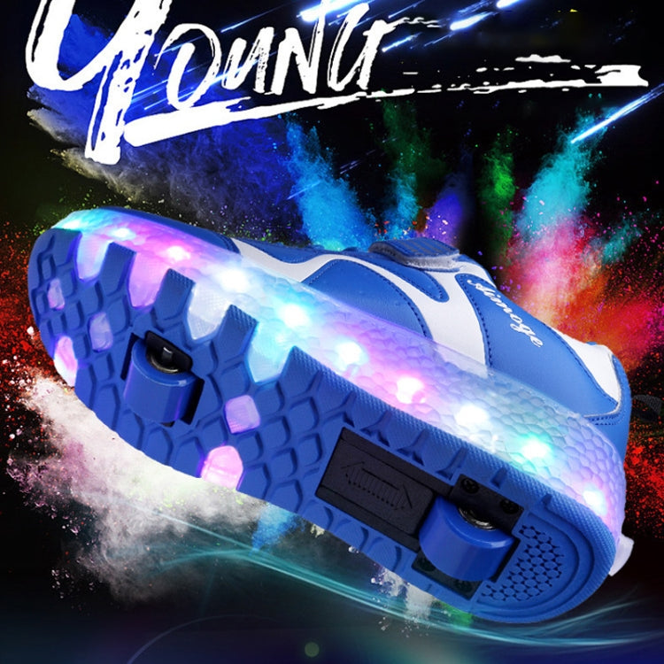 786 LED Light Ultra Light Rechargeable Double Wheel Roller Skating Shoes Sport Shoes, Size : 30 UK 11-12