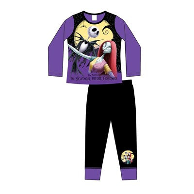 Children's pajama set with 'The Nightmare Before Christmas' design on a white background