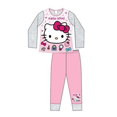 Hello Kitty pajama set with pink top and pants on a white background
