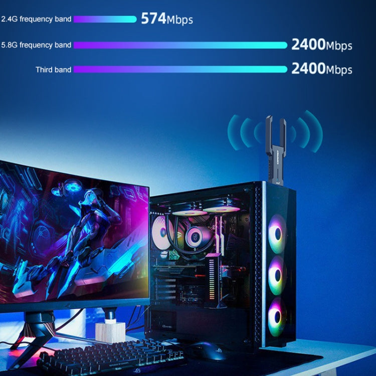 COMFAST 972AX WiFi 6 USB Adapter - 5400Mbps Wireless Network Card Plug & Play