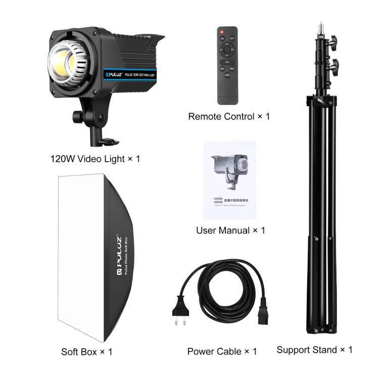 PULUZ 120W Photo Studio Strobe Flash Light Kit - Softbox, Reflector & Tripod Set