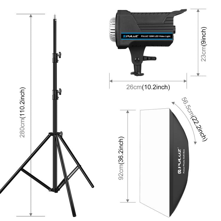 PULUZ 120W Photo Studio Strobe Flash Light Kit - Softbox, Reflector & Tripod Set