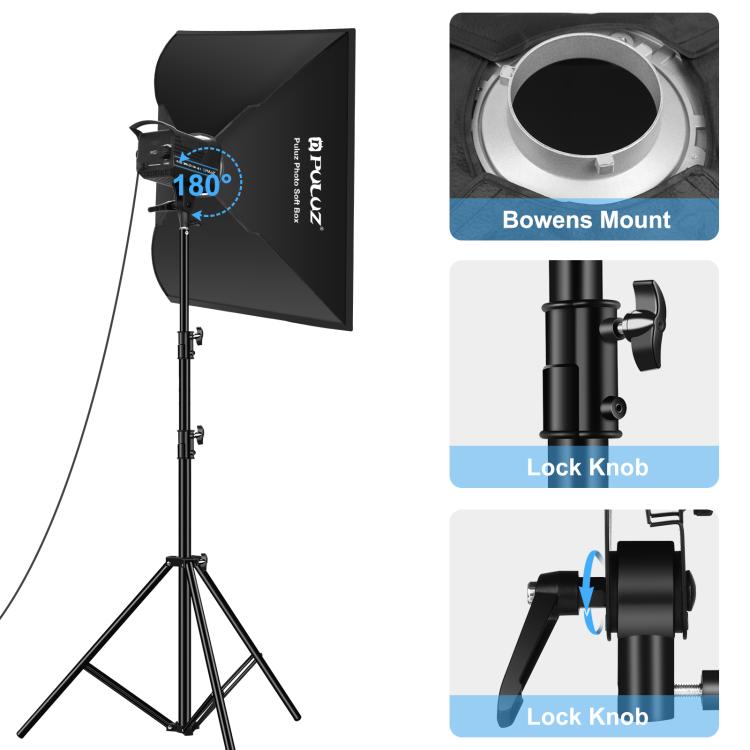PULUZ 120W Photo Studio Strobe Flash Light Kit - Softbox, Reflector & Tripod Set