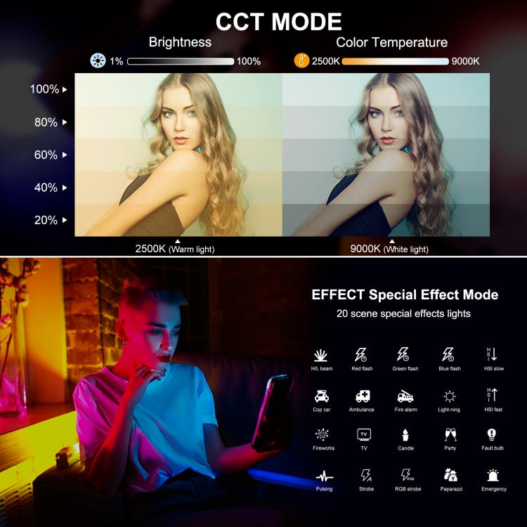 PULUZ 17cm RGB LED Stick Light - Handheld Magnetic Photo Fill Light