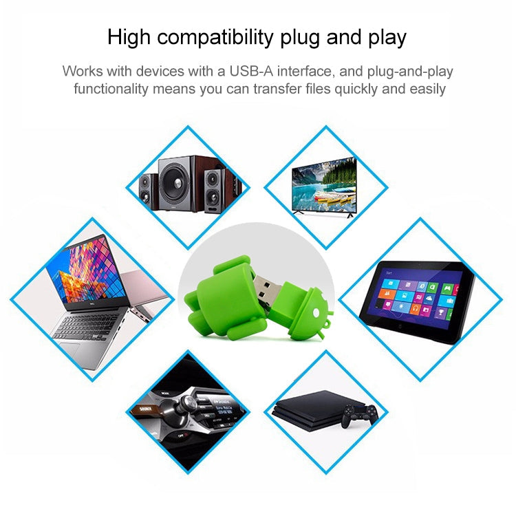 8GB Android Robot USB Flash Drive - Green Novelty Memory Stick