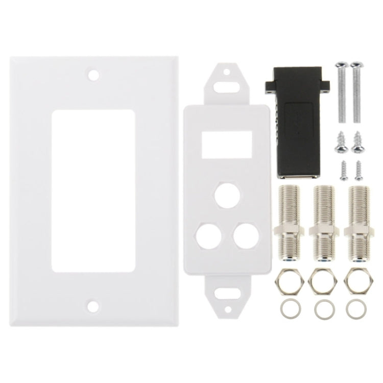 USB 3.0 & Coaxial Wall Plate Panel - 1 USB + 3 F-Type Ports