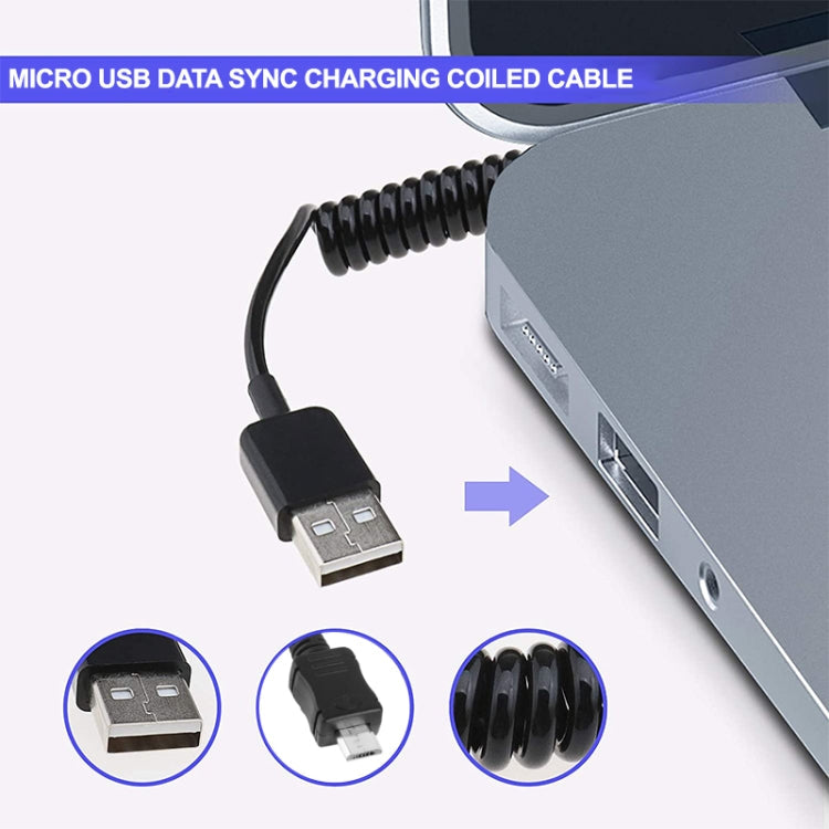 2m Micro USB Coiled Charging Cable | Spring Data Sync Cable