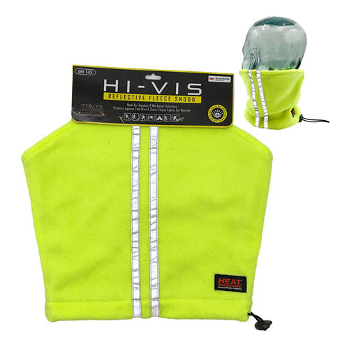 Hi-Vis reflective fleece snood with packaging on a white background
