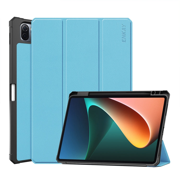 For Xiaomi Mi Pad 5 / 5 Pro ENKAY Custer Texture Horizontal Flip PU+TPU Leather Case with Three-folding Holder & Sleep / Wake-up Function & Pen Holder, For Xiaomi Mi Pad 5 / 5 Pro