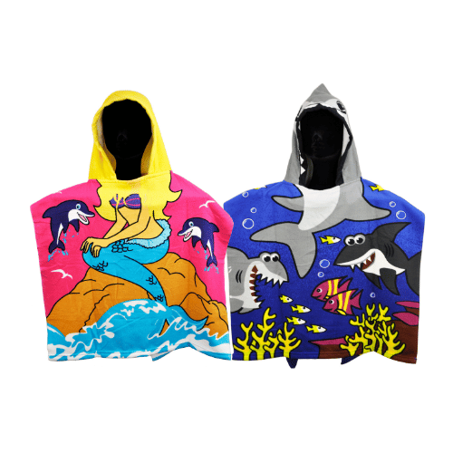 T62 TODDLER PONCHO SHARK & MERMAIDE