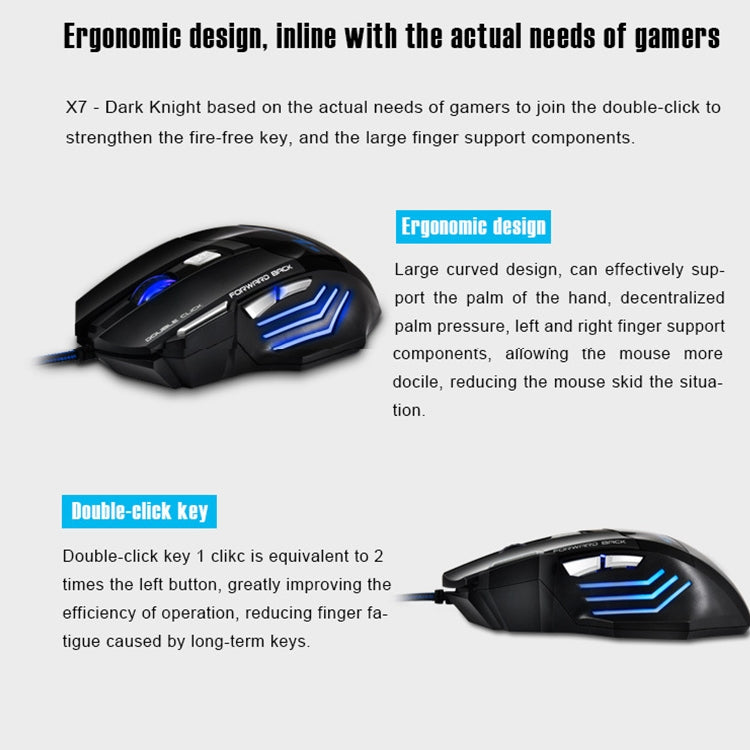 IMICE X7 Wired Gaming Mouse - 2400 DPI, 7 Programmable Buttons, RGB Breathing Light