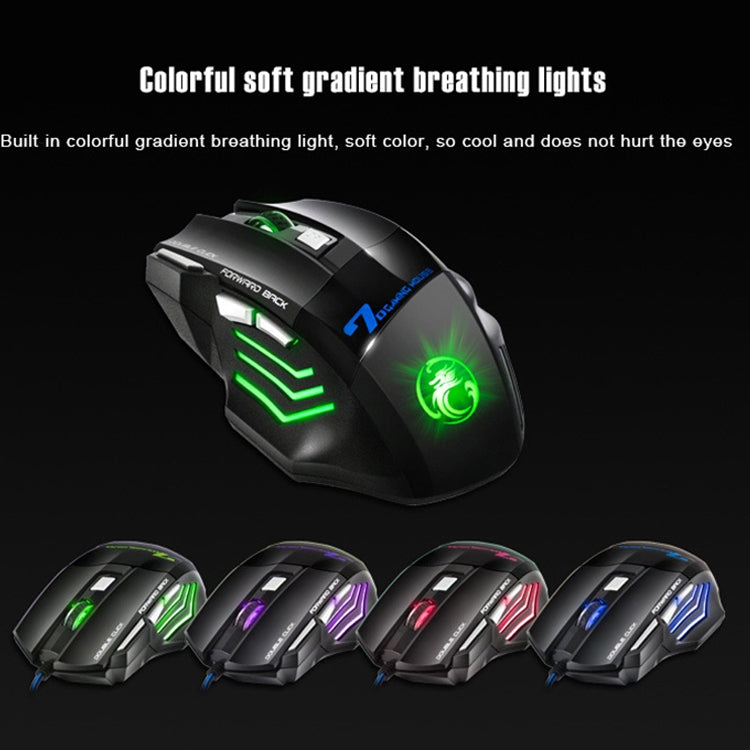 IMICE X7 Wired Gaming Mouse - 2400 DPI, 7 Programmable Buttons, RGB Breathing Light