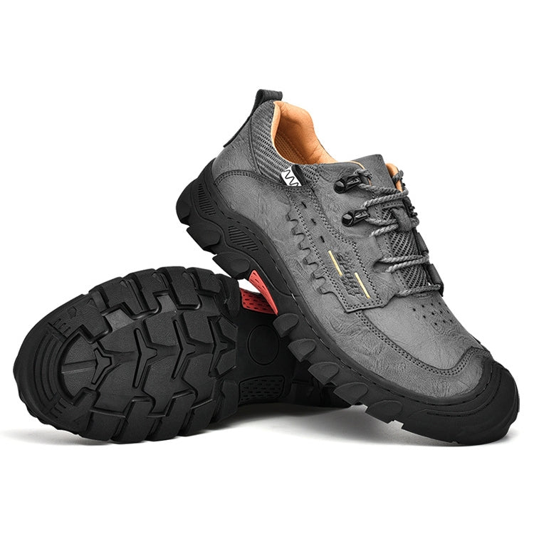 Men’s Autumn Leather Hiking Shoes – Non-Slip Thick Sole Outdoor Boots