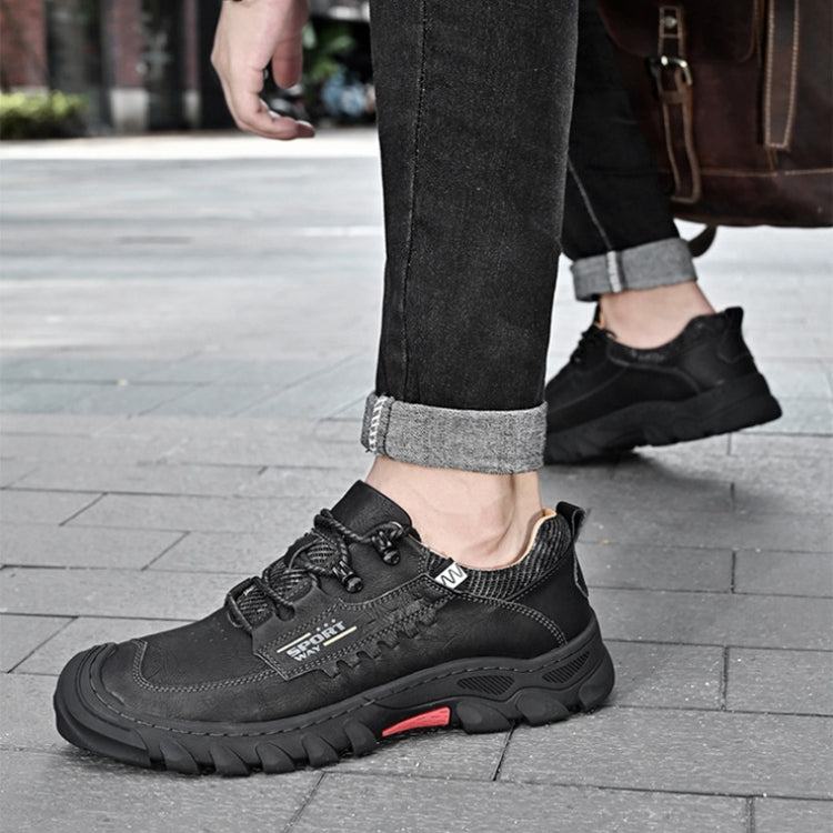 Men’s Autumn Leather Hiking Shoes – Non-Slip Thick Sole Outdoor Boots