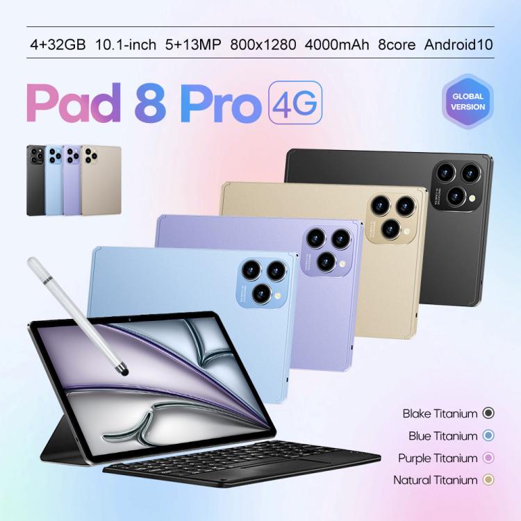 Pad 8 Pro 10.1" 4G LTE Android Tablet - 4GB RAM 32GB Storage with Keyboard, Mouse & Case