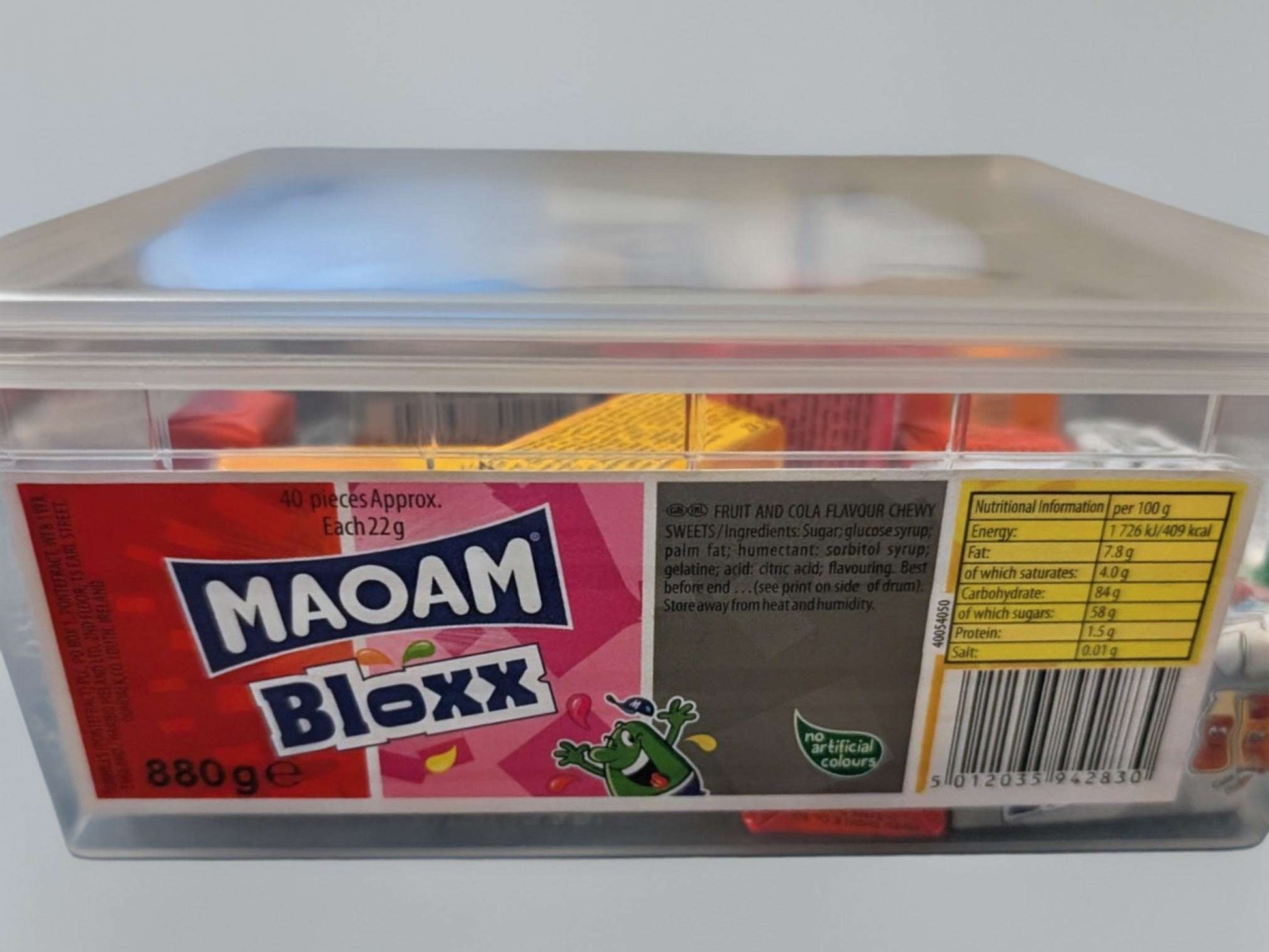 Maoam Bloxx 880g Tub – Fruit & Cola Flavour Chewy Sweets (40 Pieces) Ex store hartlepool