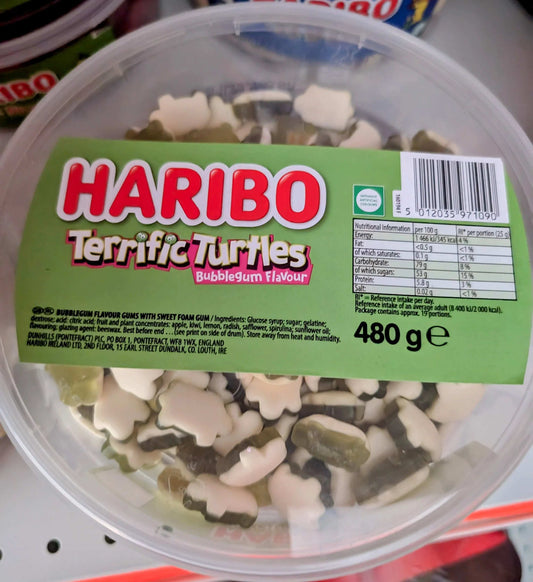 HARIBO Terrific Turtles jelly sweets 480g tub front view