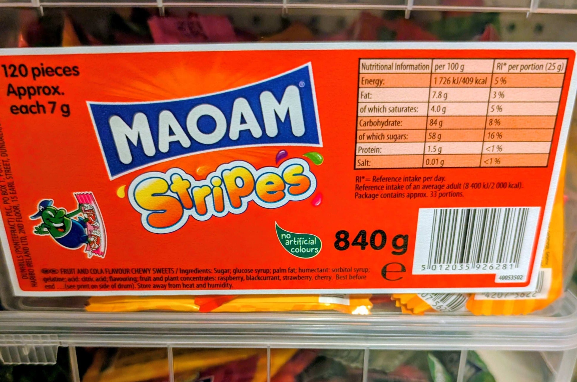 Maoam Bloxx 880g Tub – Fruit & Cola Flavour Chewy Sweets (40 Pieces) Ex store hartlepool