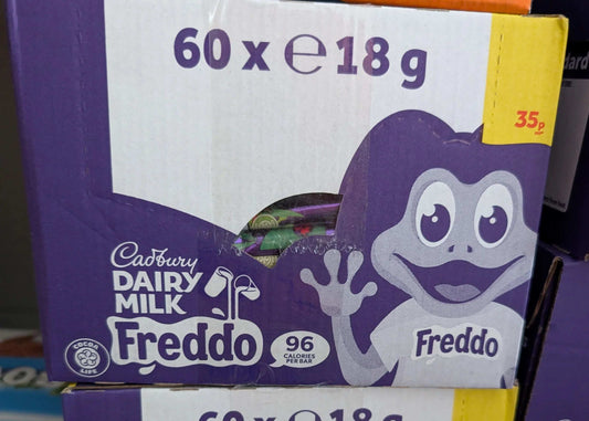 Cadbury Dairy Milk Freddo Bars – Box of 60 caramel or plain