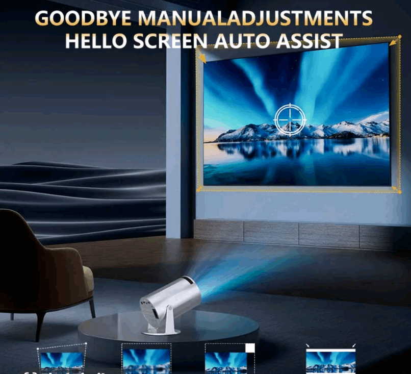 Compact home projector with large screen display