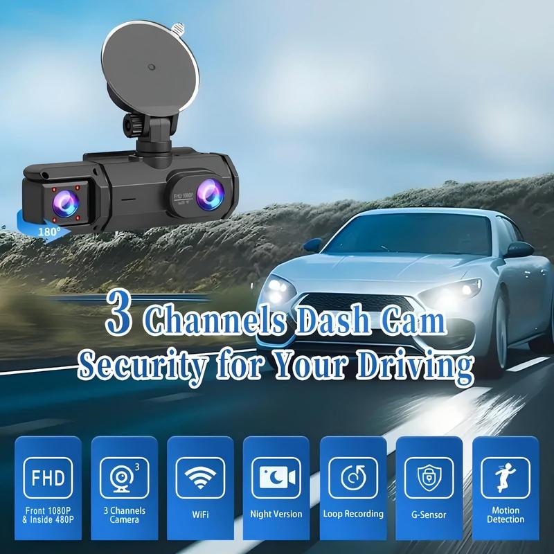 3-Channel Dash Cam with WiFi & 32GB Memory – Front, Inside & Rear Recording Ex store hartlepool