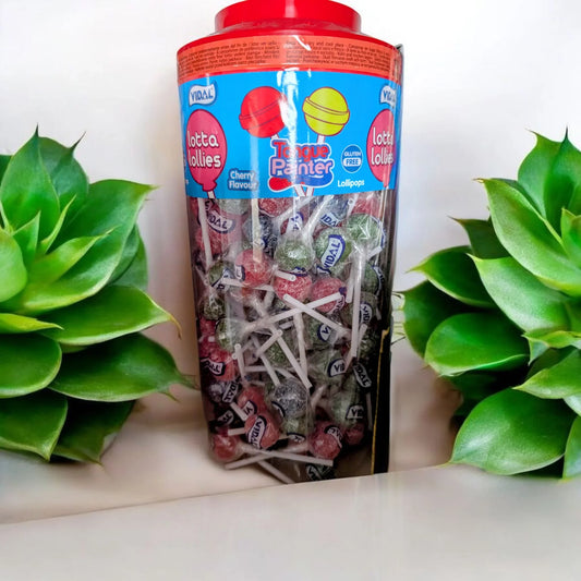 Vidal Lotta Lollies Tongue Painter Lollipops – 150 Count Tub