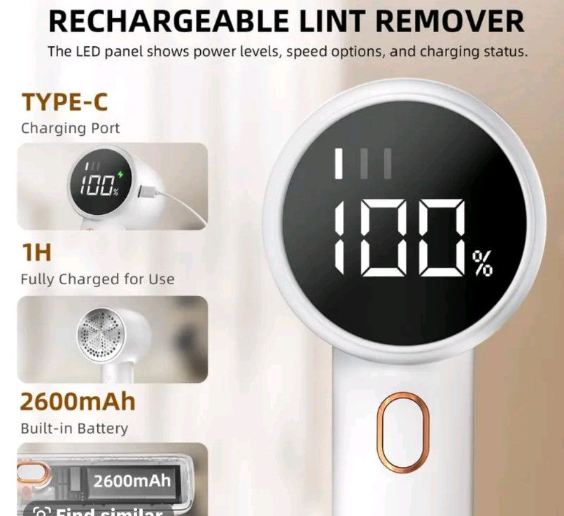Rechargeable 3-Speed Fabric Lint Remover with Stainless Steel Blade