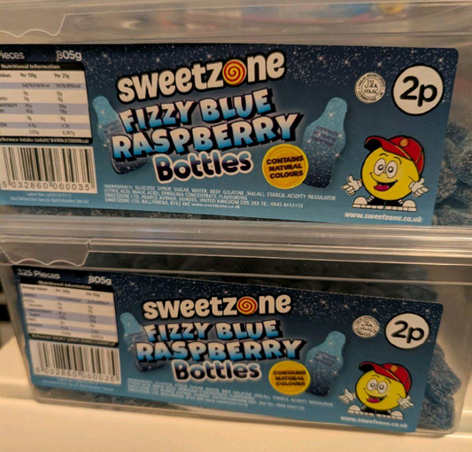 Sweetzone Fizzy Blue Raspberry Bottles – 805g Tub