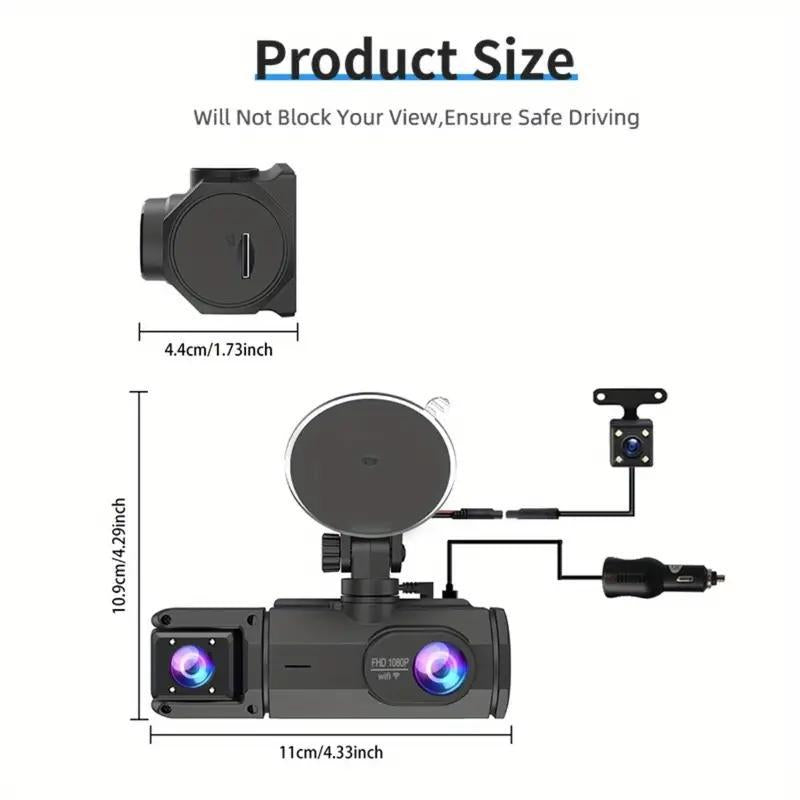3-Channel Dash Cam with WiFi & 32GB Memory – Front, Inside & Rear Recording Ex store hartlepool