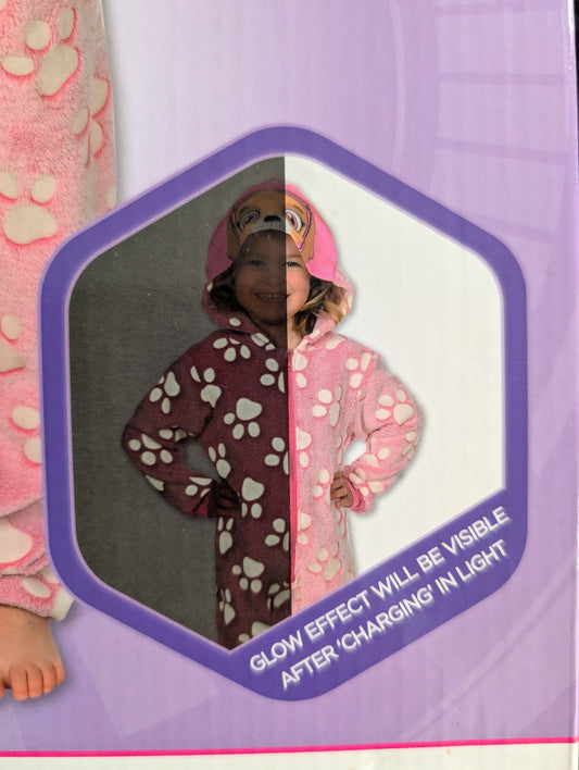 Kids Glow-in-the-Dark Fleece Onesie – Paw Patrol or Minnie Mouse
