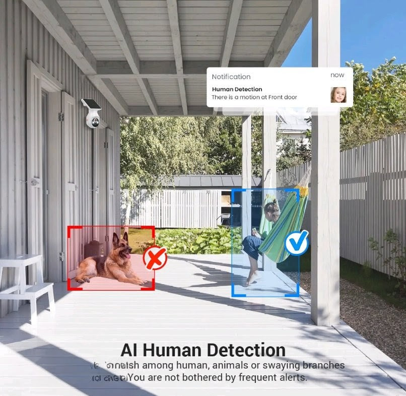 Solar Powered Outdoor Security Camera – 1080p HD, Two-Way Talk, Night Vision, AI Motion Detection
