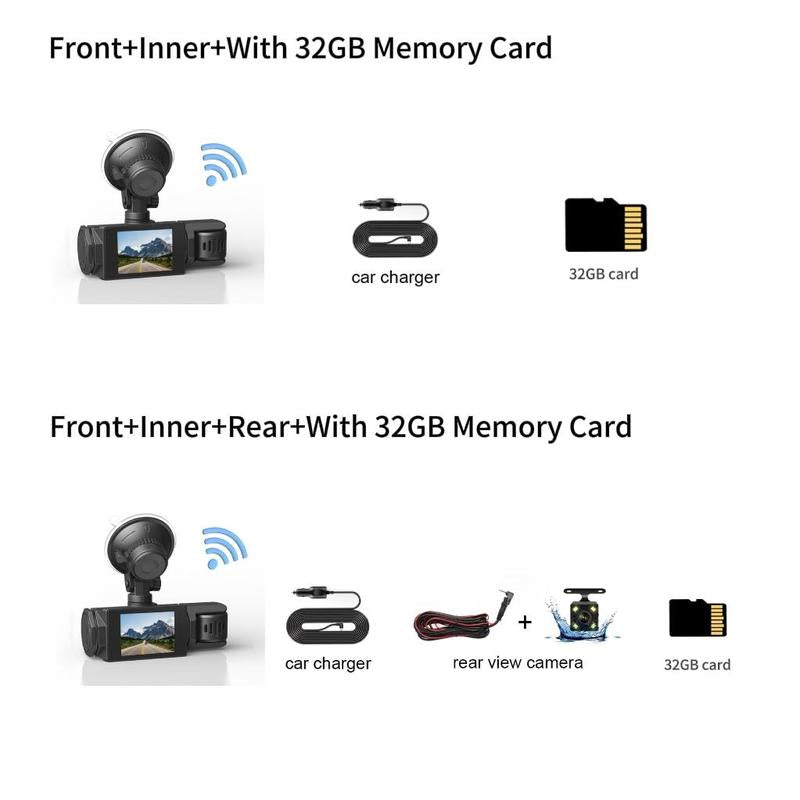 3-Channel Dash Cam with WiFi & 32GB Memory – Front, Inside & Rear Recording Ex store hartlepool