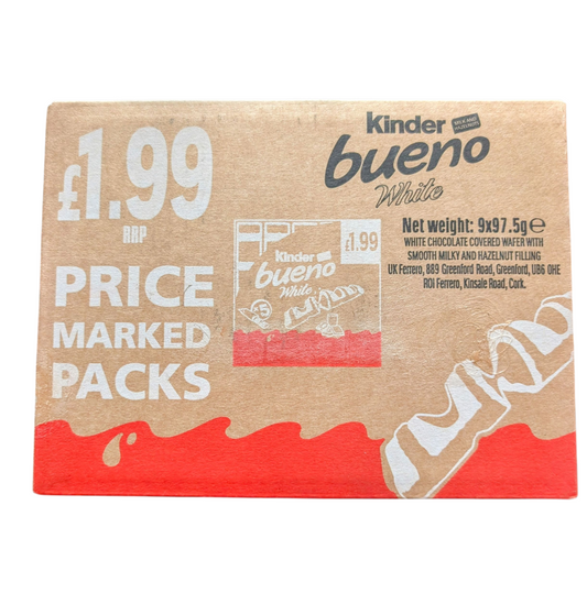 Kinder Bueno Milk & White Chocolate – Price Marked Packs (9 x Bars)