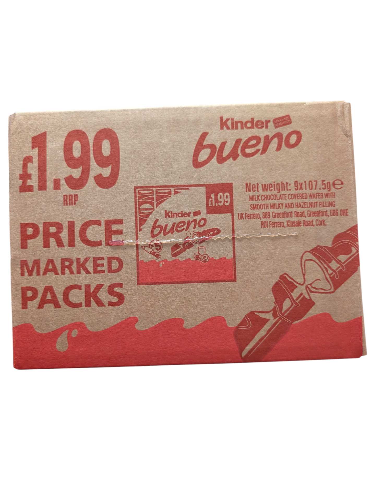 Kinder Bueno Milk & White Chocolate – Price Marked Packs (9 x Bars)