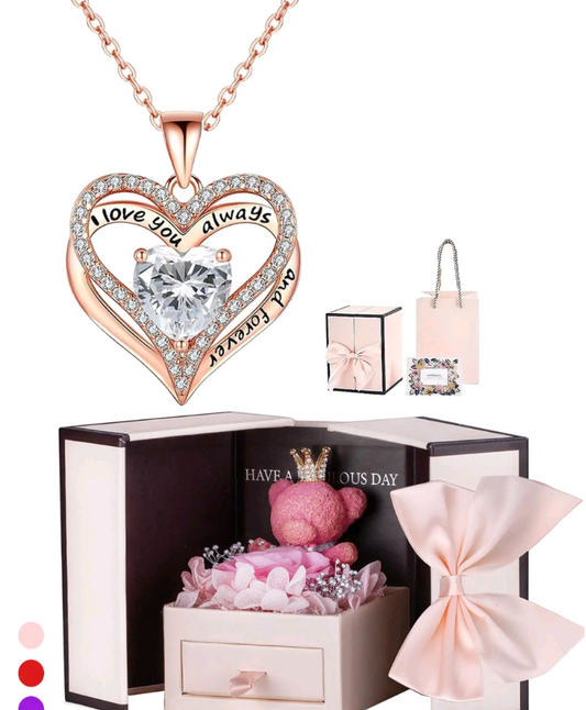 Fashion Engraved Heart Necklace Gift Box
