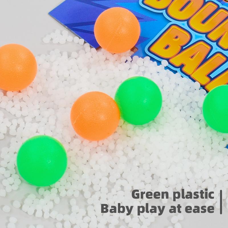 Hands tossing small rubber balls into portable Connect 4 bounce-style tabletop game