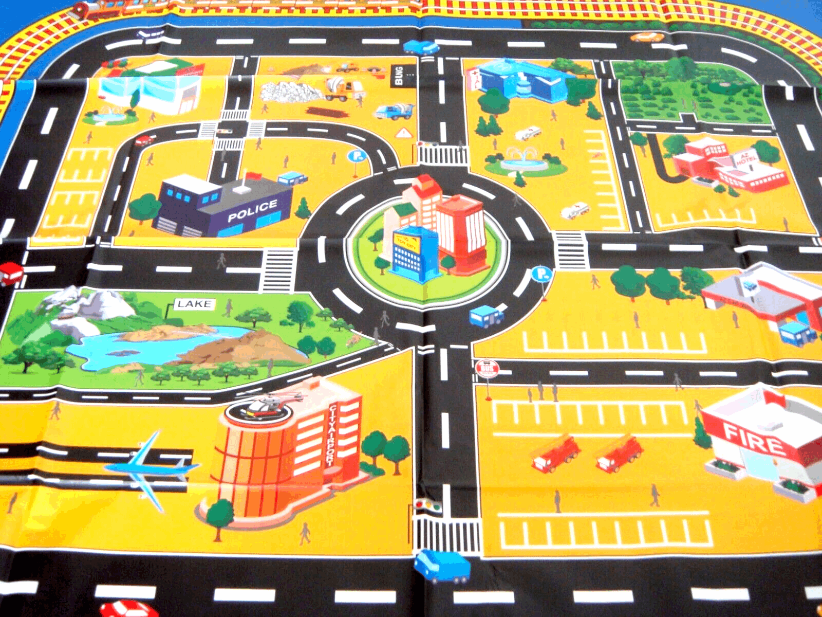 Giant City Playmat Road Train Layout Car Mat Boys Toy Playmat Kids City Playmat U&C Solutions Ltd