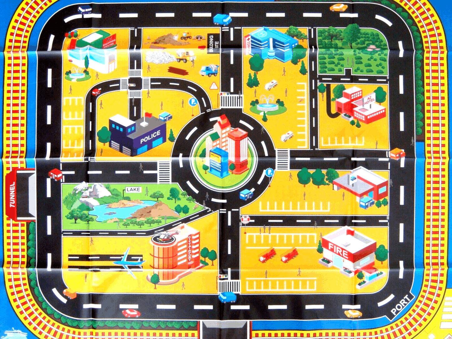 Giant City Playmat Road Train Layout Car Mat Boys Toy Playmat Kids City Playmat U&C Solutions Ltd